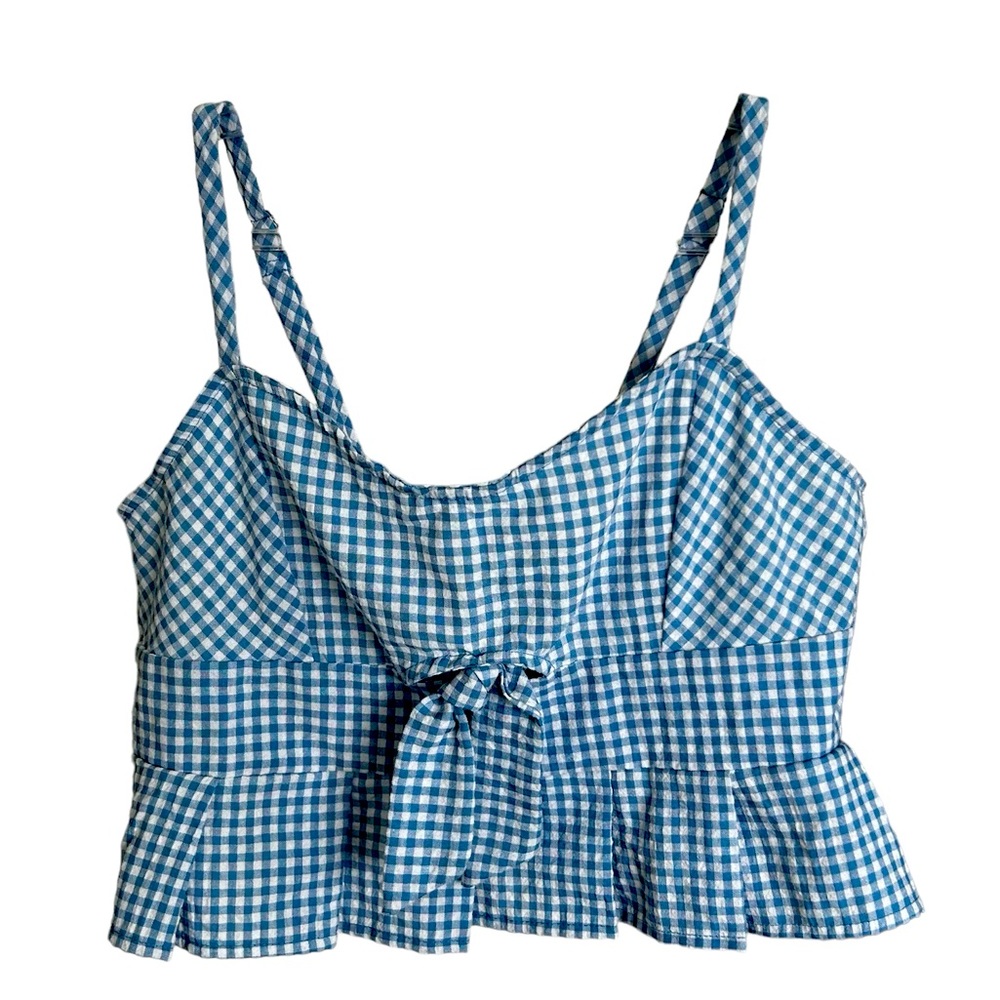 Picnic top- Size small, crop top, Plad pattern